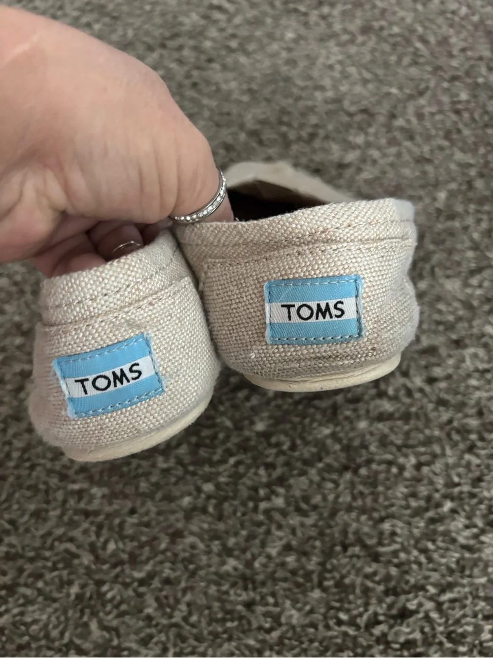 TOMS Women's Espadrille Slip-Ons in Light Tan Canvas